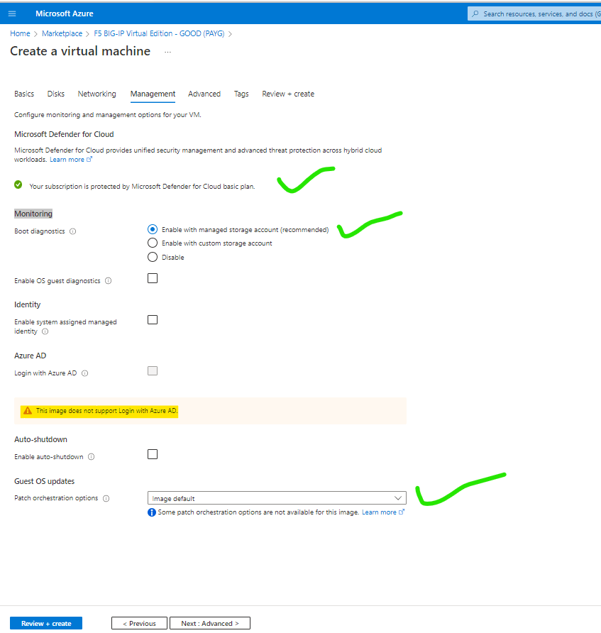 select default mgmt setting 7