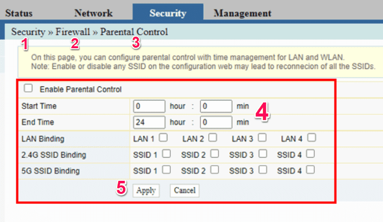 how do i setup parental control in firewall